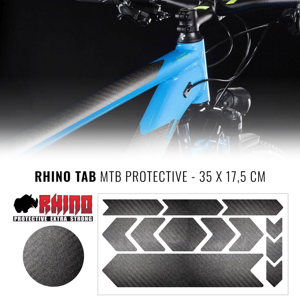 Kit Adesivo Protezione Telaio Bicicletta MTB Rhino, Carbon, 35 x