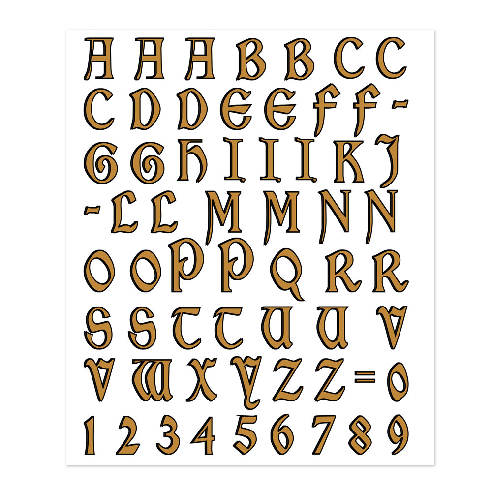 Lettere Adesive Alfabeto Celtico, Oro - Quattroerre