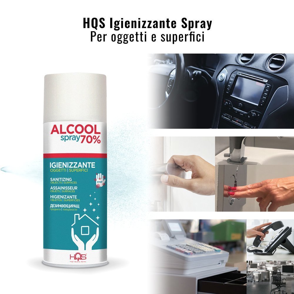 Spray Igienizzante ad alto contenuto alcolico 70% per Auto e Ambienti