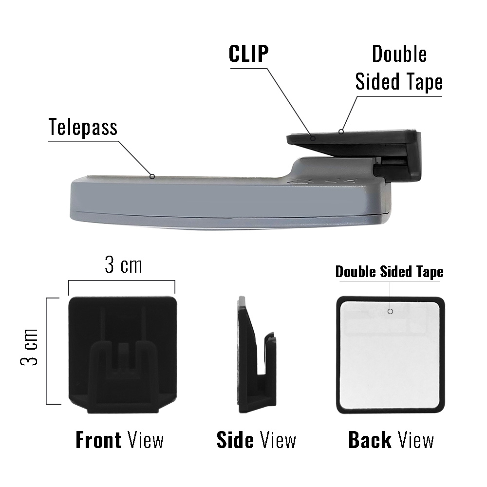 Clip per Telepass 2019 Sistema di Fissaggio Removibile - Quattroerre