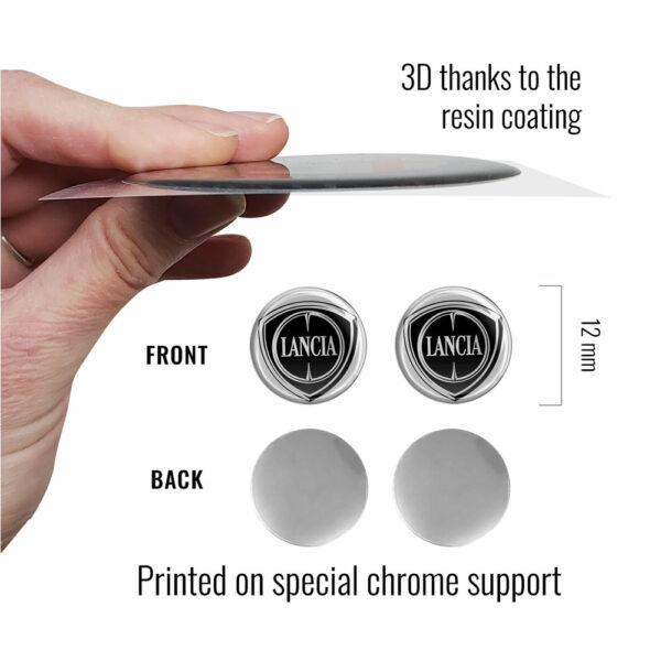 adesivi lancia 3d stickers ufficiali tondi, diametro 12 mm, dimensioni