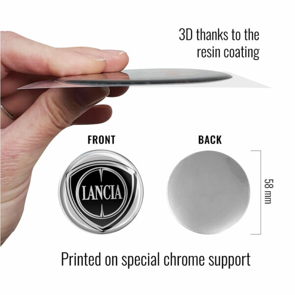 adesivi lancia 3d stickers ufficiali tondi, diametro 58 mm, dimensioni