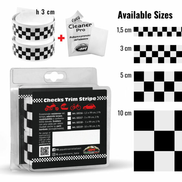 checks trim stripe strisce adesive a scacchi 30 mm, confezione