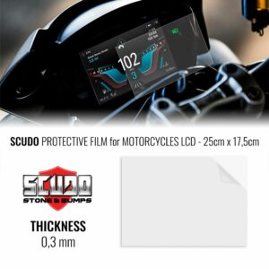 Pellicola Adesiva Scudo per Protezione Schermi LCD Moto, 25 x 17,5 cm, Spessore 0.3 mm